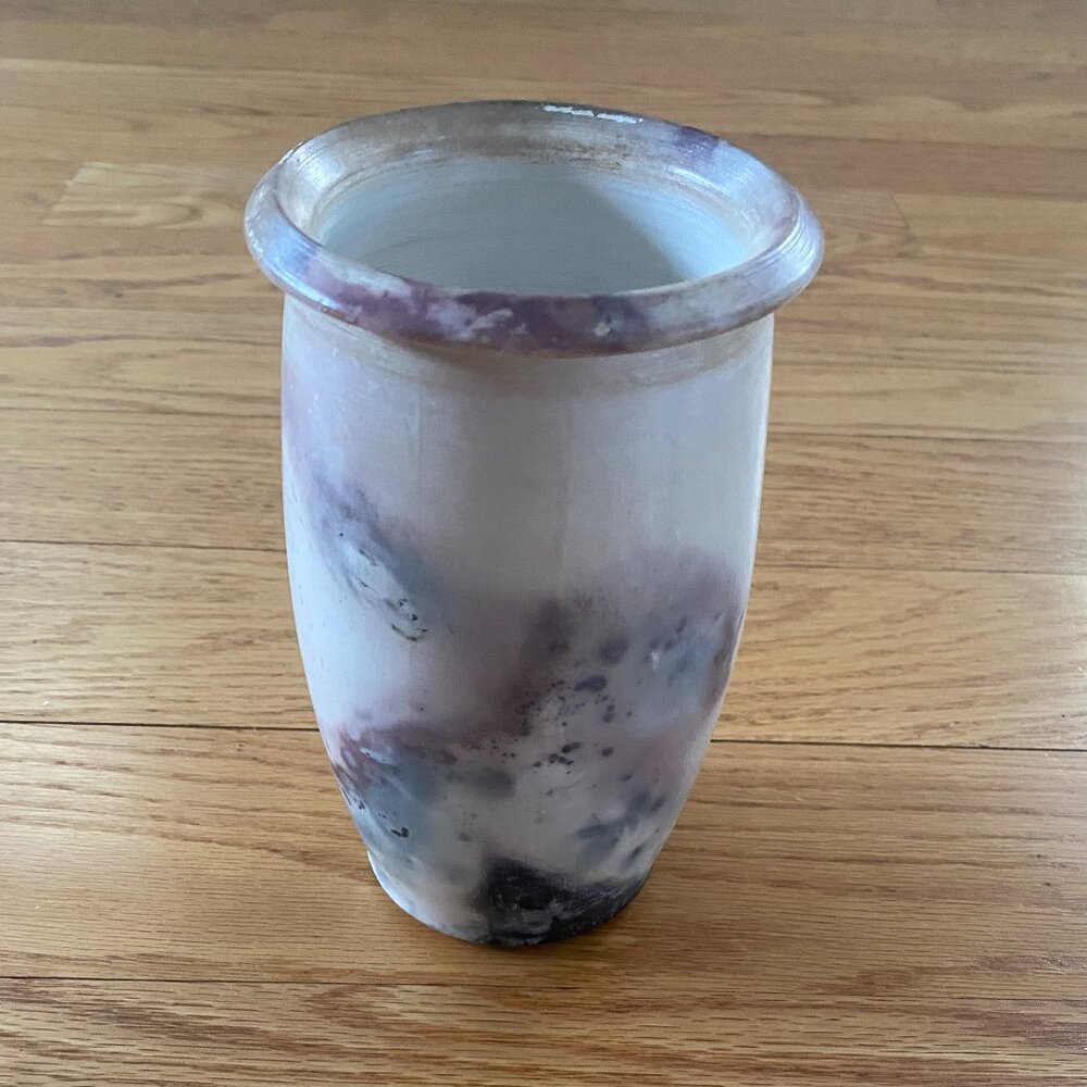 Raku or Pit Fired Ceramic Vase